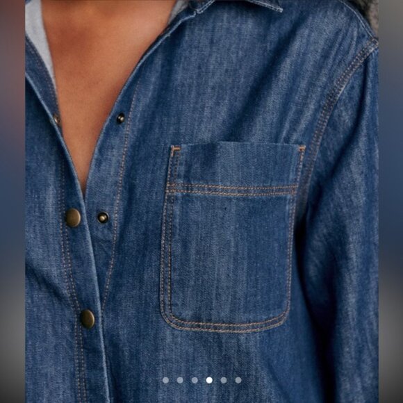 Sezane NWT Sadie Denim Shirt Dress in Deep Blue - Picture 4 of 9